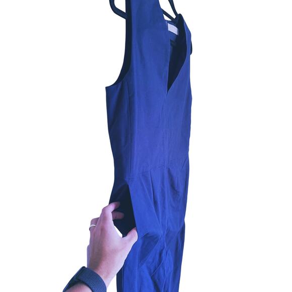 Everlane Structured Jumpsuit V-Neck Sleeveless 4 Navy Blue Career Academia Fall - Picture 7 of 9